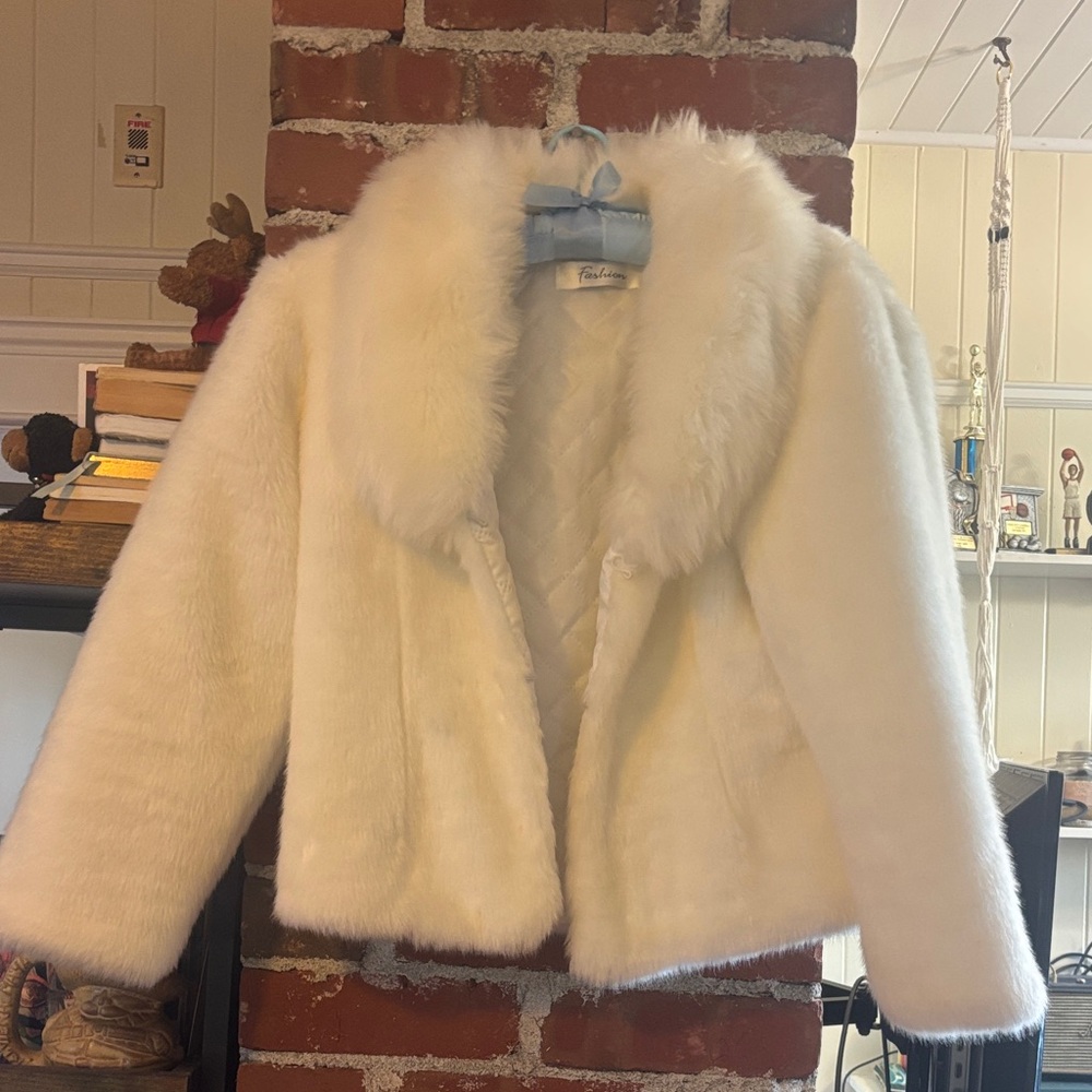 Vintage White Faux Fur Jacket
